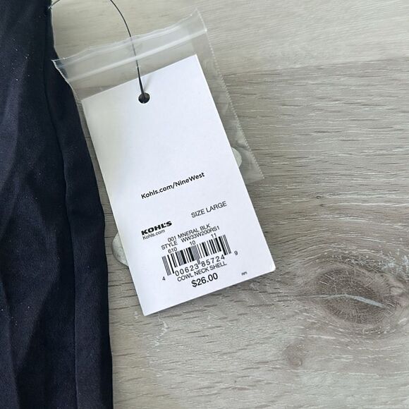 Nine West Cowl Neck Shell BLACK L NWT - Picture 7 of 8